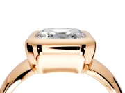 Solitaire Engagement Ring Setting for Asscher Cut Center with Wide Band and Bezel Head in Rose Gold