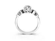 Leaf Engagement Ring Setting for Marquise Center with Milgrain Accent Band and Prong Head in Platinum