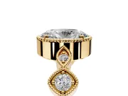 Vintage Station Engagement Ring Setting for Oval Center with Accents and Prong Head in Yellow Gold