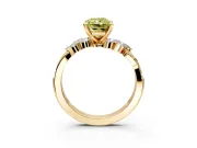 Solitaire Engagement Ring Setting for Fancy Yellow Radiant Cut Center with Marquise Accent Twist Band and Prong Head in Yellow Gold