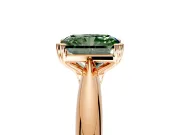 Solitaire Engagement Ring Setting for Fancy Green Radiant Cut Center with Reverse Tapered Band and Prong Head in Rose Gold