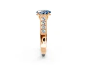 Solitaire Engagement Ring Setting for Fancy Blue Oval Center with Cathedral Channel Band and Prong Head in Rose Gold