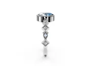 Milgrain Bezel Engagement Ring Setting for Fancy Blue Oval Center with Marquise Stations and Bezel Head in White Gold