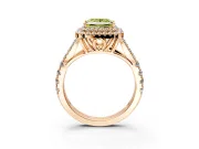 Double Halo Engagement Ring Setting for Fancy Yellow Princess Cut Center with Narrow Pave Split Shank and Prong Head in Rose Gold