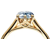 Solitaire Engagement Ring Setting for Fancy Blue Oval Center with Cathedral Band and Prong Head in Yellow Gold
