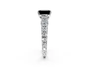 Solitaire Engagement Ring Setting for Fancy Black Emerald Cut Center with Pave Cathedral Shoulders and Prong Head in Platinum