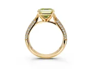 Solitaire Engagement Ring Setting for Fancy Yellow Asscher Cut Center with Multi-Row Accents and Prong Head in Yellow Gold