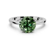 Solitaire Engagement Ring Setting for Fancy Green Round Cut Center with Open Cathedral Shoulders and Prong Head in Sterling Silver