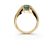Tension Engagement Ring Setting for Fancy Green Princess Cut Center with Wide Tapered Band and Tension Head in Yellow Gold