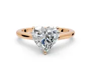 Solitaire Engagement Ring Setting for Heart-Shaped Center with Narrow Cathedral Band and Prong Head in Rose Gold