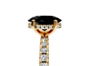 Solitaire Engagement Ring Setting for Fancy Black Oval Center with Band of Accents and Prong Head in Yellow Gold
