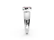 Tension Engagement Ring Setting for Fancy Pink Emerald Cut Center with Wide Flat Band and Tension Head in Platinum