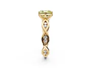 Solitaire Engagement Ring Setting for Fancy Yellow Asscher Cut Center with Accented Twist Band and Leaf Prong Head in Yellow Gold