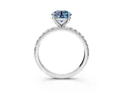 Solitaire Engagement Ring Setting for Fancy Blue Round Cut Center with Micro Pave Band and Prong Head in White Gold