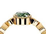 Vintage Station Engagement Ring Setting for Fancy Green Oval Center with Accents and Prong Head in Yellow Gold