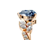 Solitaire Engagement Ring Setting for Fancy Blue Heart-Shaped Center with Marquise Accent Twist Band and Prong Head in Rose Gold