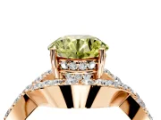 Halo Engagement Ring Setting for Fancy Yellow Round Cut Center with Pave Infinity Twist Band and Prong Head in Rose Gold