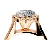 Halo Engagement Ring Setting for Heart-Shaped Center with Square Band and Prong Head in Rose Gold