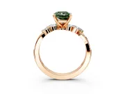 Solitaire Engagement Ring Setting for Fancy Green Radiant Cut Center with Marquise Accent Twist Band and Prong Head in Rose Gold