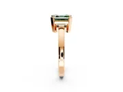 Solitaire Engagement Ring Setting for Fancy Green Asscher Cut Center with Plain Band and Flat Tab Prong Head in Rose Gold