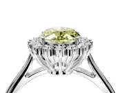 Starburst Halo Engagement Ring Setting for Fancy Yellow Oval Center with Thin Round-Wire Band and Prong Head in Platinum