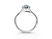 Solitaire Engagement Ring Setting for Fancy Blue Pear-Shaped Center with V Split Shank and Bezel Head in Sterling Silver