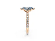 Solitaire Engagement Ring Setting for Fancy Blue Marquise Center with Micro Pave Band and Prong Head in Rose Gold