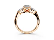 3 Stone Engagement Ring Setting for Emerald Cut Center with Large Pear-Shaped Accents and Prong Head in Rose Gold