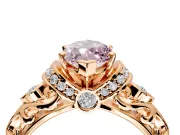 Solitaire Engagement Ring Setting for Fancy Pink Marquise Center with Filigree Band and Prong Head in Rose Gold