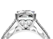 Solitaire Engagement Ring Setting for Princess Cut Center with Pave Cathedral Band and Prong Head in White Gold
