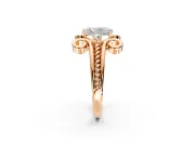 Solitaire Engagement Ring Setting for Radiant Cut Center with Twisted Band and Scroll Prong Head in Rose Gold