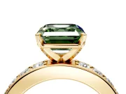 Solitaire Engagement Ring Setting for Fancy Green Asscher Cut Center with Channel-Set Accents and Prong Head in Yellow Gold