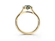 Solitaire Engagement Ring Setting for Fancy Green Oval Center with V Split Shank and Bezel Head in Yellow Gold