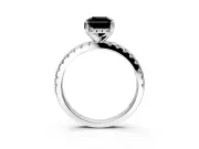 Solitaire Engagement Ring Setting for Fancy Black Radiant Cut Center with Band of Accents and Prong Head in Platinum