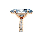 Solitaire Engagement Ring Setting for Fancy Blue Marquise Center with Fine Pave Narrow Band and Prong Head in Rose Gold
