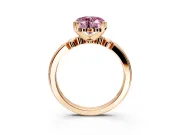 Solitaire Engagement Ring Setting for Fancy Pink Heart-Shaped Center with Beaded Shoulders and Prong Head in Rose Gold