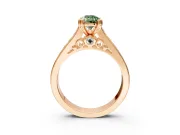 Solitaire Engagement Ring Setting for Fancy Green Pear-Shaped Center with Channel Band and Double Claw Prong Head in Rose Gold