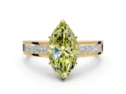 Solitaire Engagement Ring Setting for Fancy Yellow Marquise Center with Princess Cut Channel Band and Prong Head in Yellow Gold