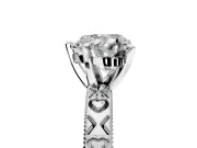 Solitaire Engagement Ring Setting for Heart-Shaped Center with XO Engraved Band and Prong Head in White Gold