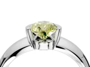 Tension Engagement Ring Setting for Fancy Yellow Pear-Shaped Center with Wide Flat Band and Tension Head in Platinum