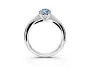 Solitaire Engagement Ring Setting for Fancy Blue Pear-Shaped Center with Reverse Tapered Band and Prong Head in Sterling Silver