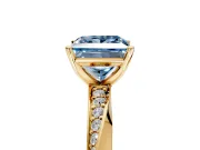 Side Accent Engagement Ring Setting for Fancy Blue Princess Cut Center with Accent Shoulders and Prong Head in Yellow Gold