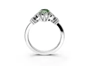 Floral Engagement Ring Setting for Fancy Green Marquise Center with Marquise Cluster Shoulders and Prong Head in Platinum