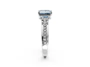 Solitaire Engagement Ring Setting for Fancy Blue Princess Cut Center with Raised Channel Band and Prong Head in Platinum