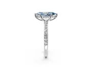 Solitaire Engagement Ring Setting for Fancy Blue Marquise Center with Fine Pave Band and Prong Head in Platinum