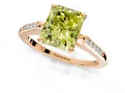 Solitaire Engagement Ring Setting for Fancy Yellow Radiant Cut Center with Channel Accents and Prong Head in Rose Gold