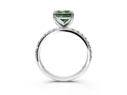 Solitaire Engagement Ring Setting for Fancy Green Princess Cut Center with Micro Pave Band and Prong Head in Platinum