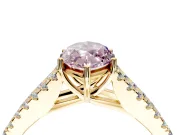Solitaire Engagement Ring Setting for Fancy Pink Marquise Center with Pave Split Shank and Prong Head in Yellow Gold