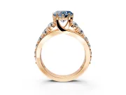 Solitaire Engagement Ring Setting for Fancy Blue Heart-Shaped Center with Graduated Shared Prongs and Prong Head in Rose Gold