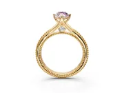 Solitaire Engagement Ring Setting for Fancy Pink Marquise Center with Milgrain Cathedral Band and Prong Head in Yellow Gold